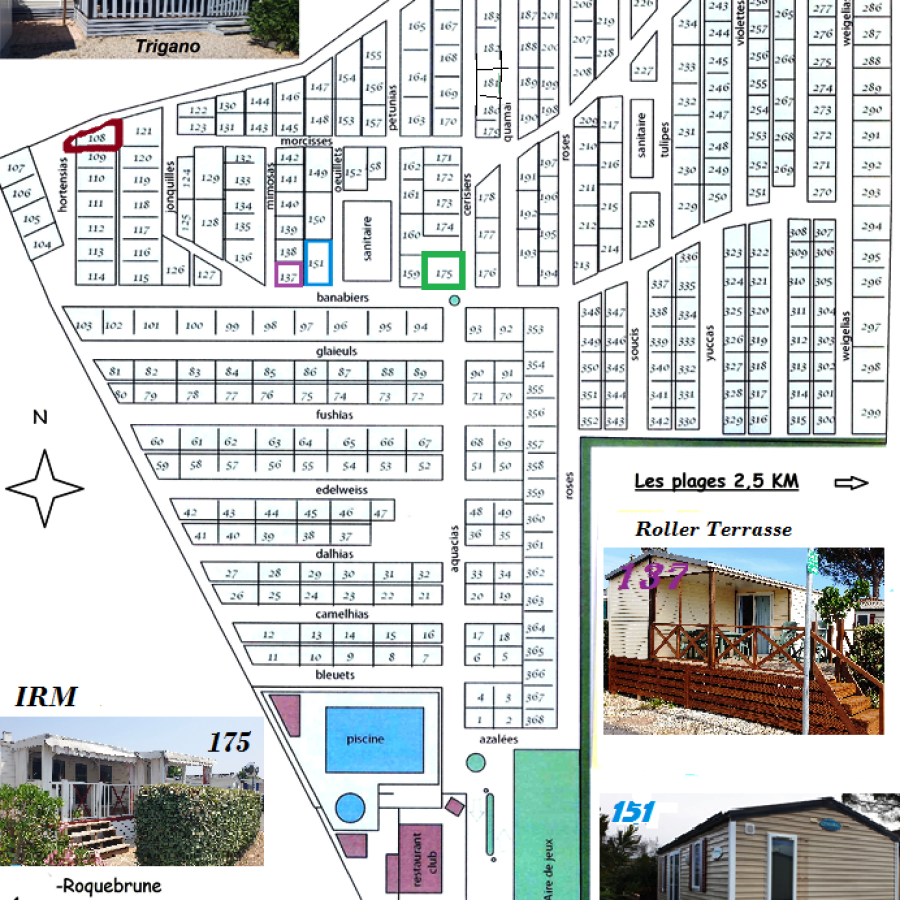 Plan des 5 Mobilhomes